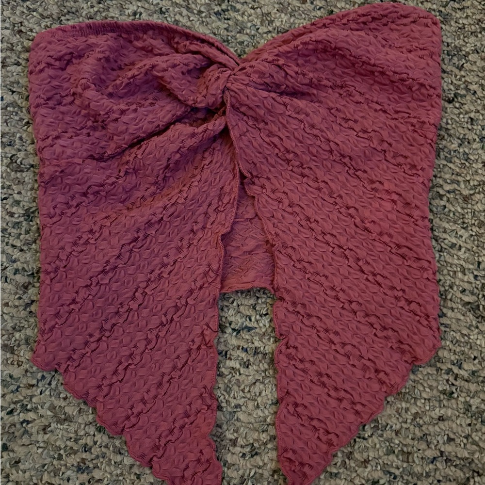 Textured Pink Strapless Top
